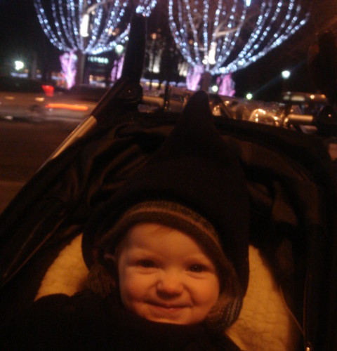 Christmas lights down the Champs Elysees